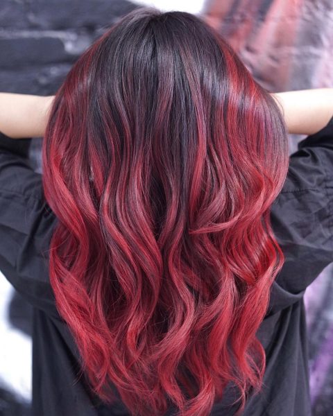 Красные волосы  Red ombre hair, Hair color red ombre, Black hair