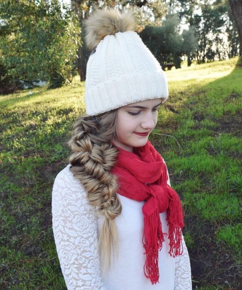 Side Braid with Beanie