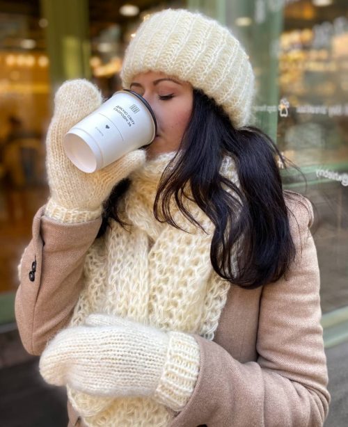 White Beanie with Black Hair