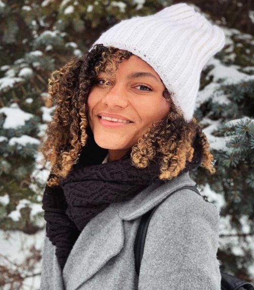 Afro Hairstyle with Beanie