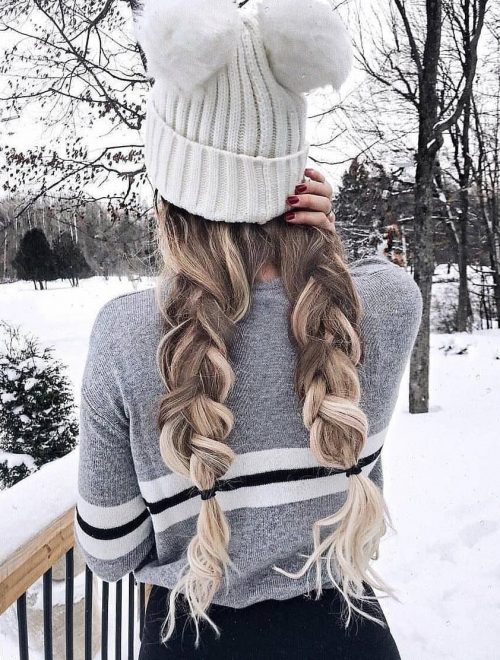 Beanie with Long Braids