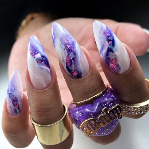 Purple Marble Nails