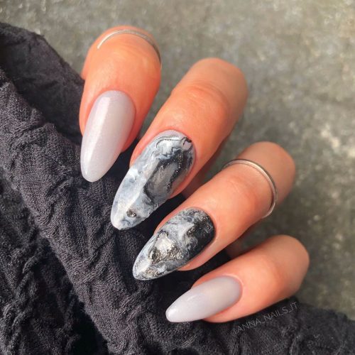 Black and White Marble Nails