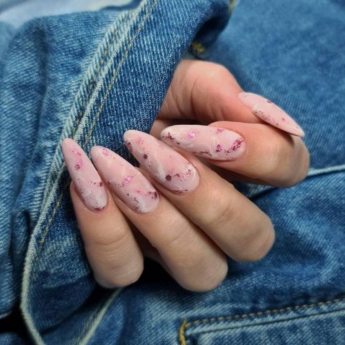 Rose Gold Marble Nails