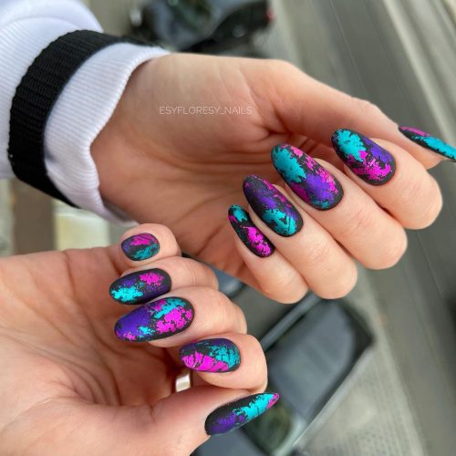 Neon Marble Nails