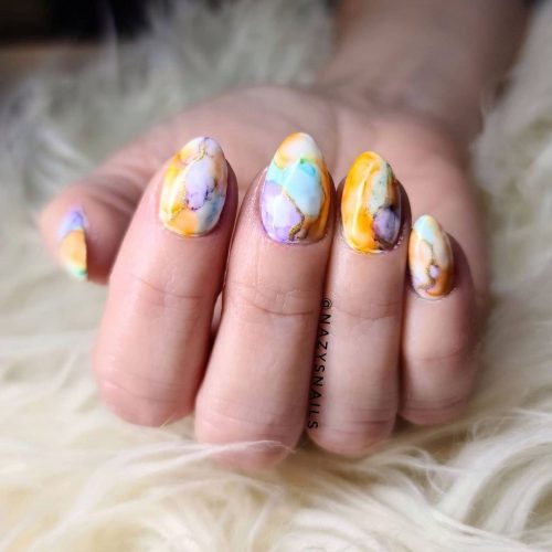 Yellow Marble Nails