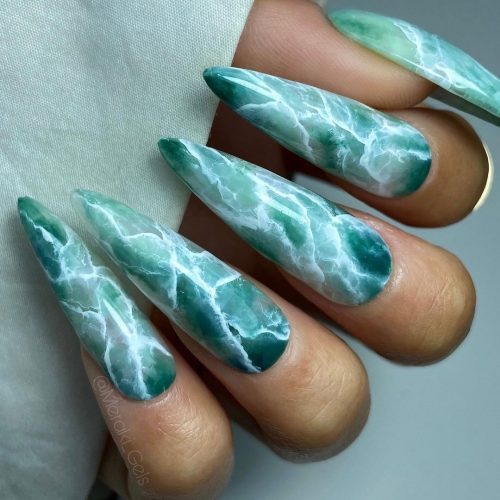 Marine Marble Nails