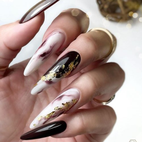 Gold Marble Nails