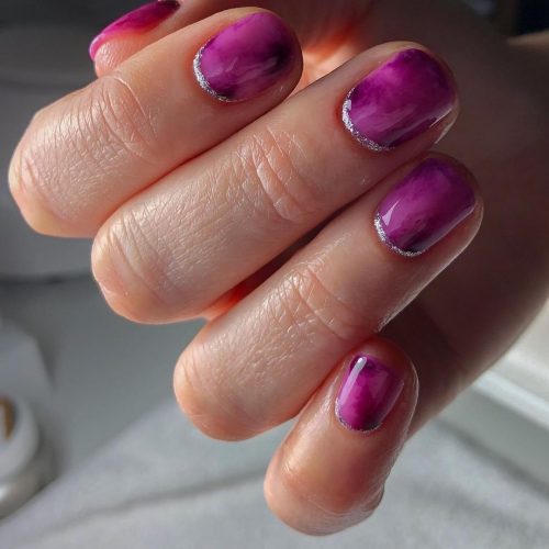 Natural Short Marble Nails