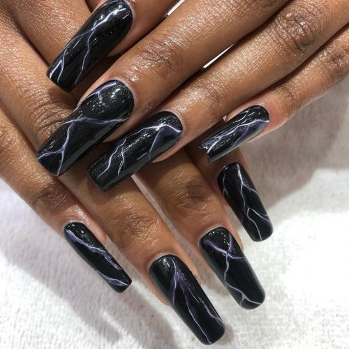 Black Marble Coffin Nails